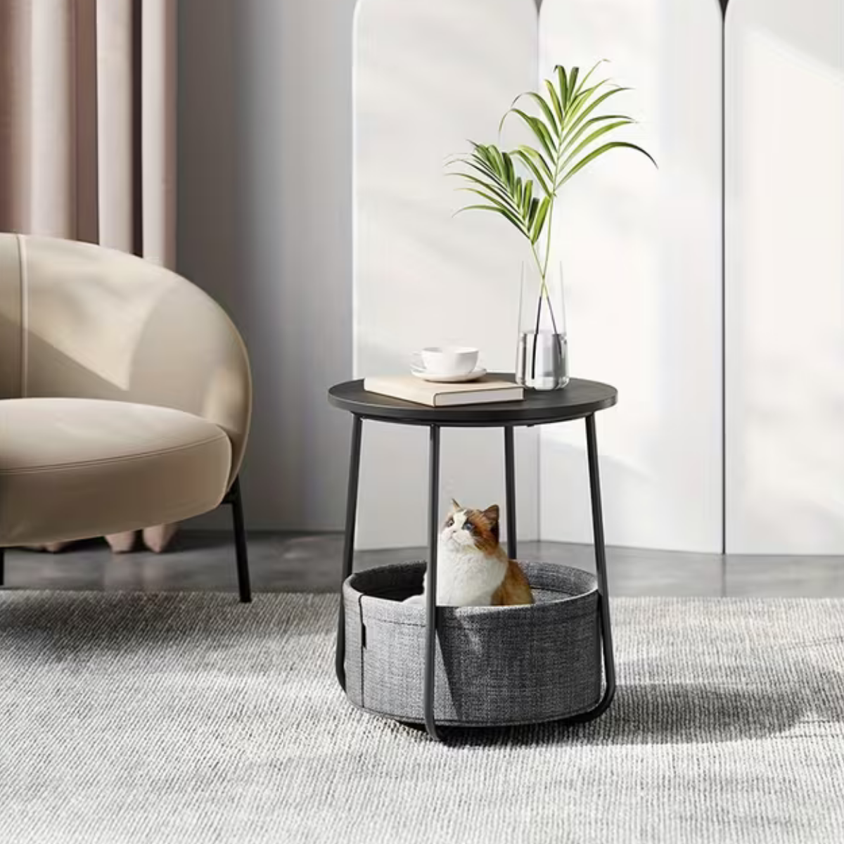 ™Vasagle | שידת מיטה עם סל בד