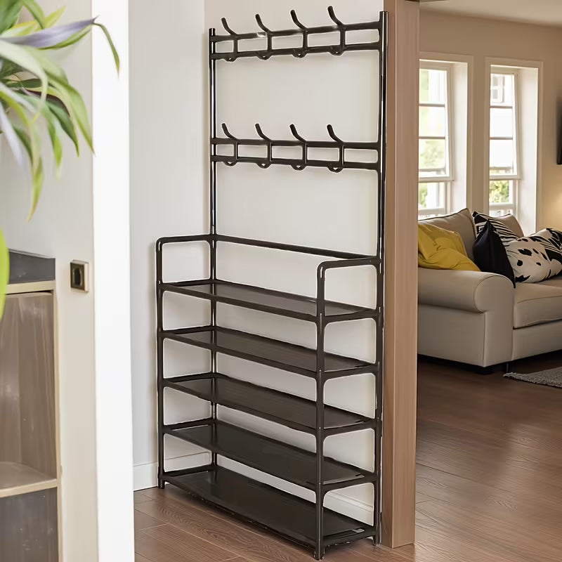 ™Entrova | מדף נעליים וווים למסדרון – עיצוב חוסך מקום